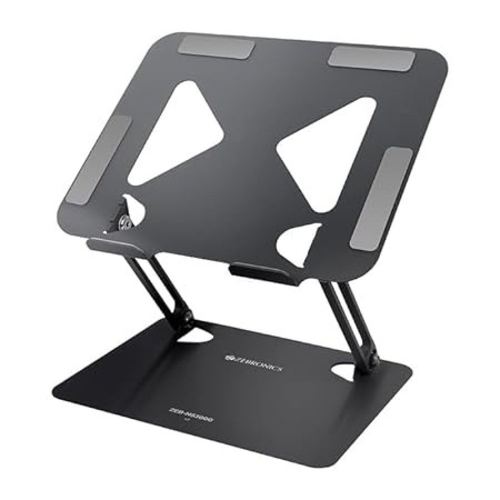 ZEBRONICS NS3000 PRO 360° Rotatable Laptop Stand, Supports up to 17” (43cm) Laptops, Tablets, Supports Max 5kg, Carbon Steel with Anti Rust Body, Anti-Slip/Scratch Silicone Pads
