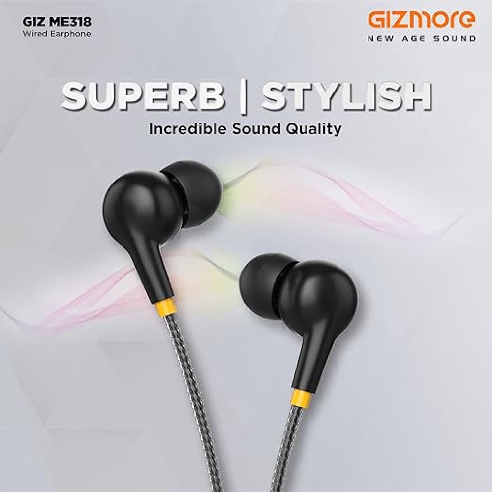 GIZMORE Giz ME318 Earphones for Rich Bass and Noise Reduction Unique Sports Earphone with 3.5 MM Jack which Support Smart