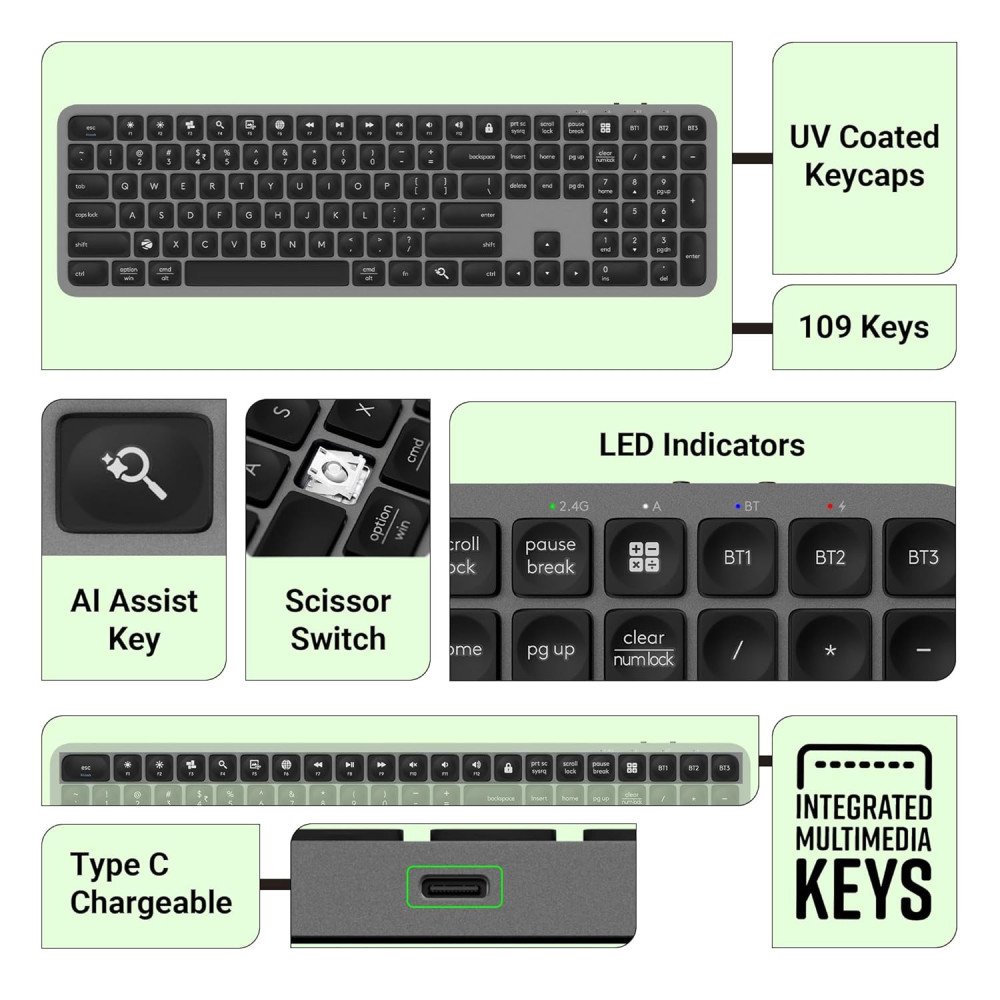 ZEBRONICS K5002MW Slim Wireless Keyboard