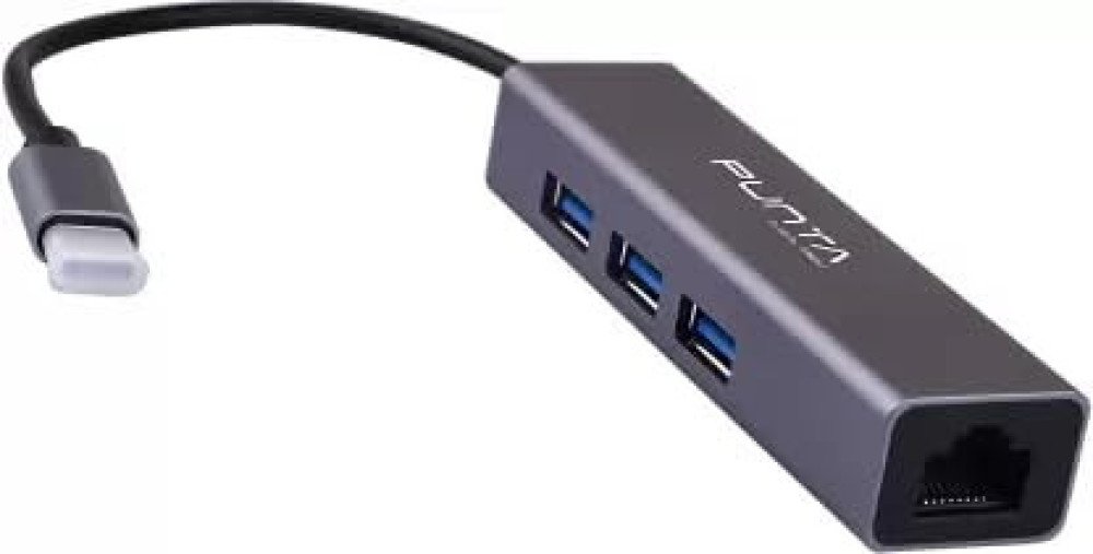 Punta P-CLH20 USB 2.0 Ethernet Network with 3 Port USB Hub LAN Adapter