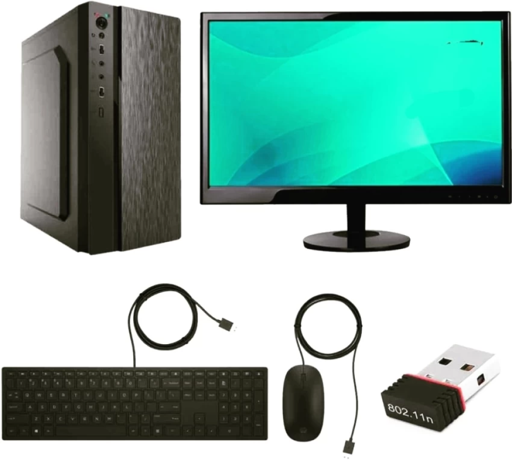 Euro Assemble Desktop (H-61 Motherboard,  Intel i3-3rd Gen Processor, 8 GB Ram, 512 Gb SSd, Wire Keyboard, Mouse, 18.5" Monitor) wifi adaptor, antivirus