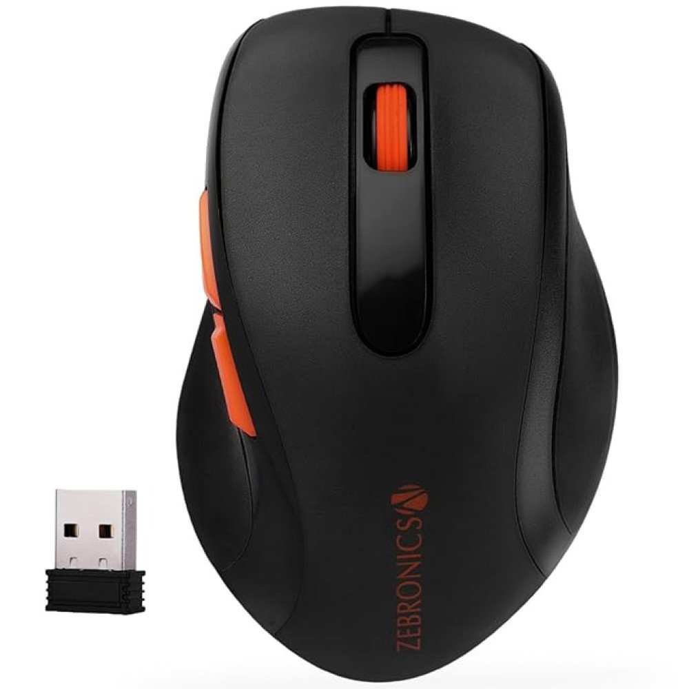 ZEBRONICS Curve Wireless Mouse, High Precision with 800/1200/1600 DPI