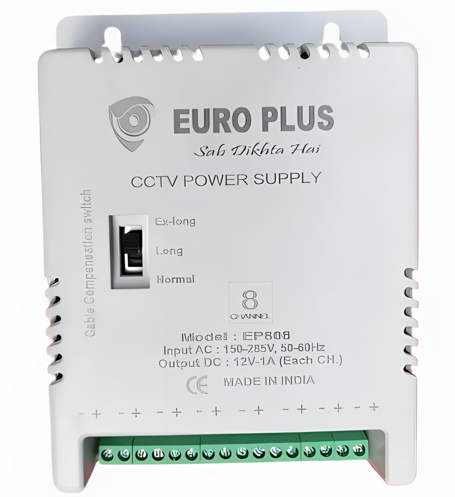 Euro Plus 8 Channel SMPS for CCTV Power Supply Adapter for up to 8 Cameras