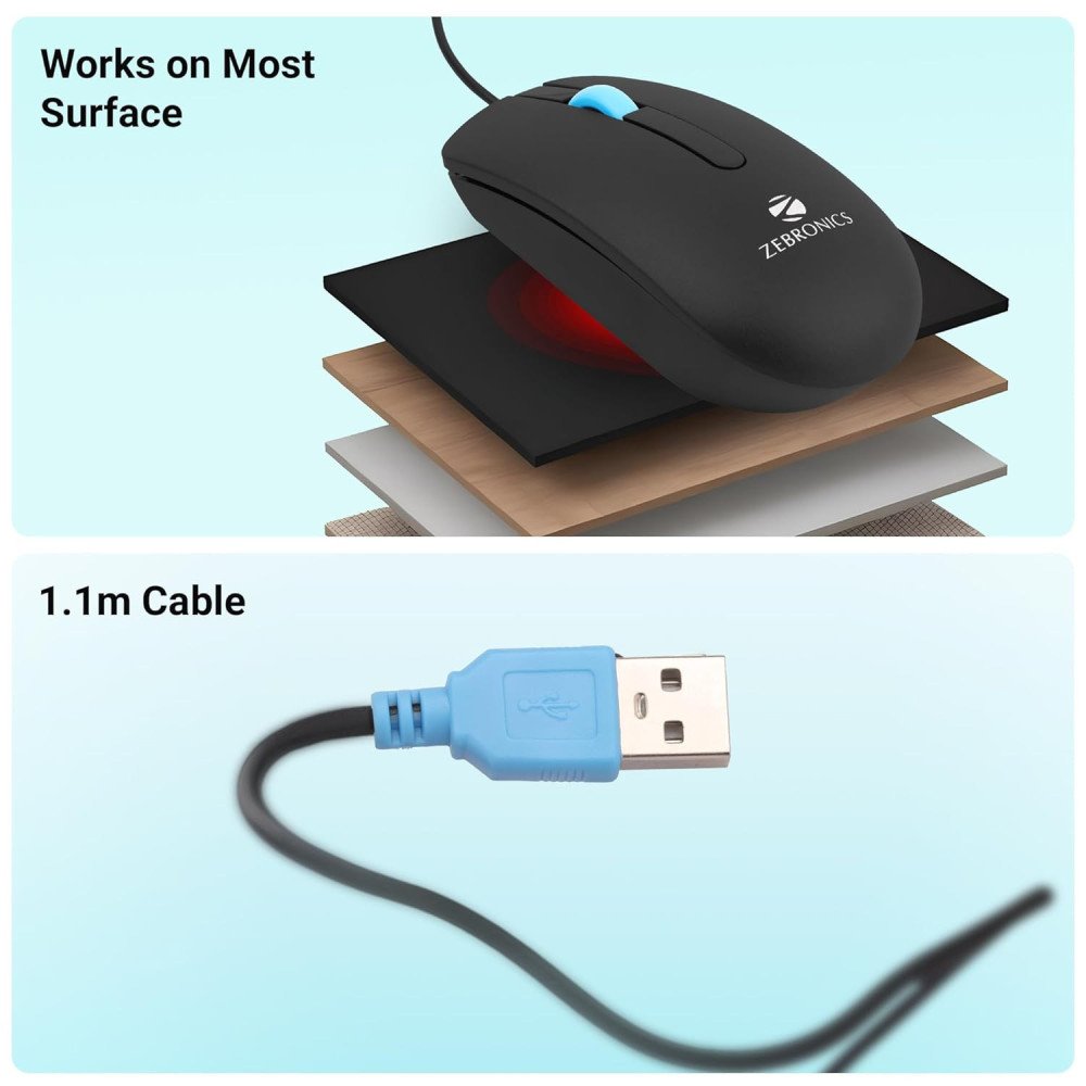 ZEBRONICS Juggle Wired Optical Mouse
