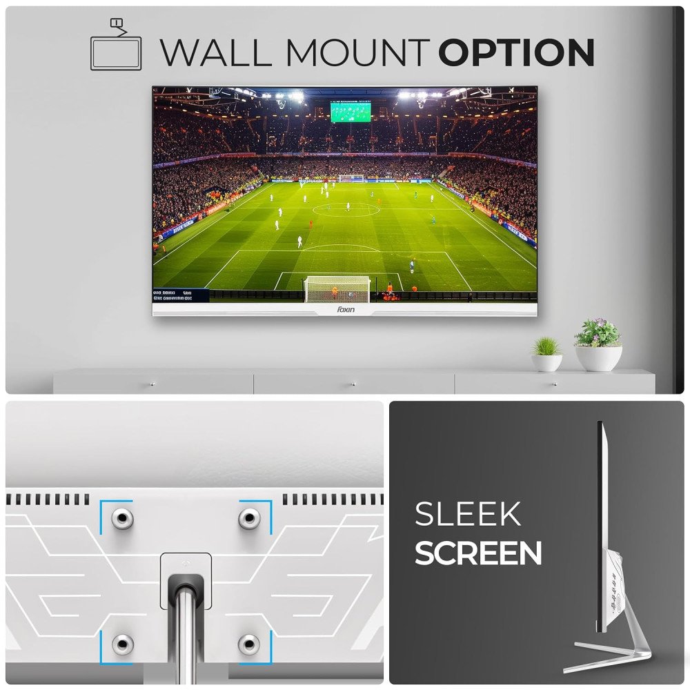 Foxin 21.5 Inch FHD Flat LED Monitor 1920x1080p Elite Series | IPS Panel, HDMI & VGA Port, 100Hz, 1ms, sRGB, Anti-Glare Flicker-Free, Frameless, Slim, Wall Mountable, 16.7 M Colors,